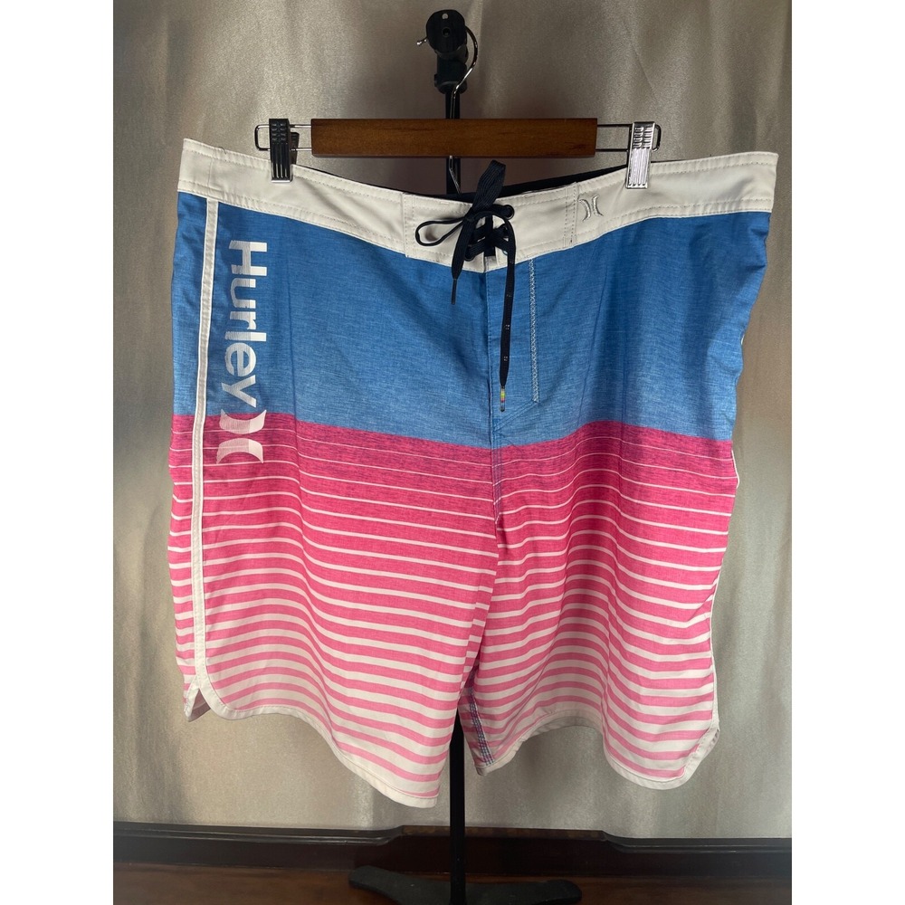 Phantom Hurley Swim Board Shorts Suit Stretch Men's Size 38 Blue 2 Pink Ombre